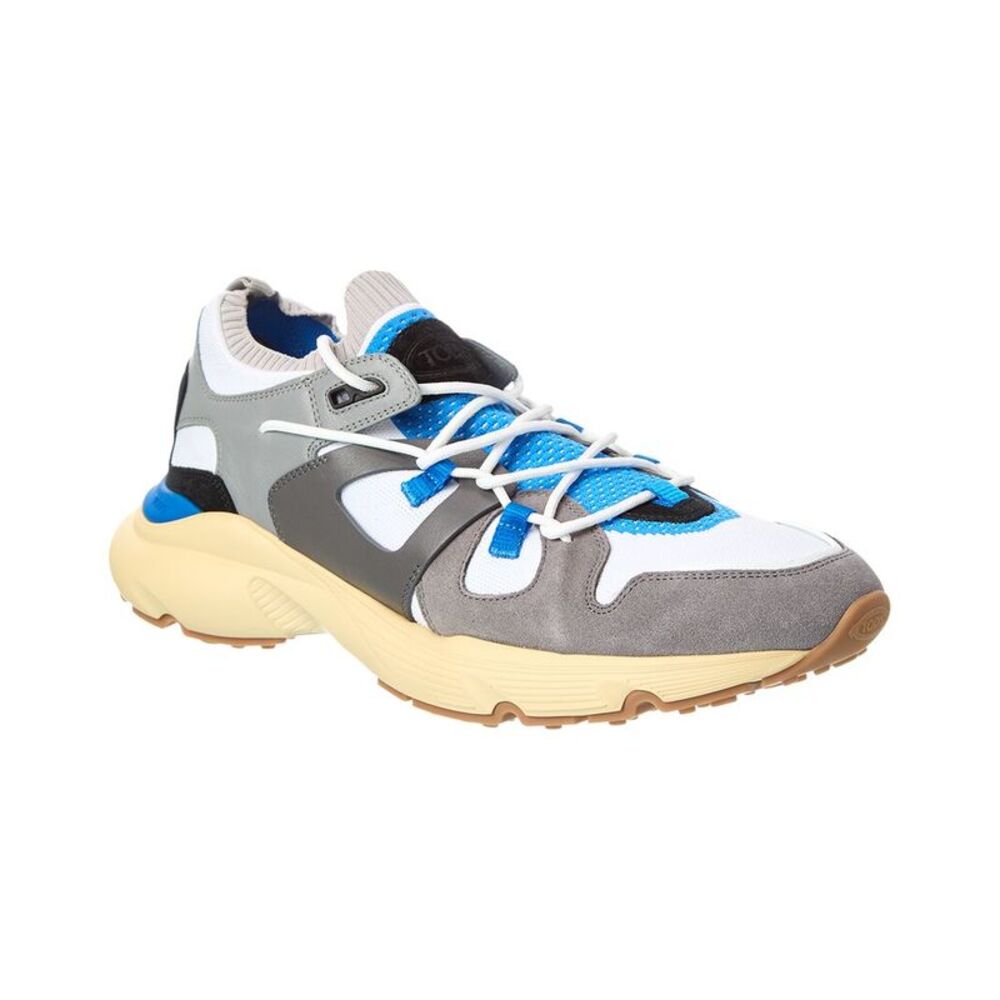 Tods Mesh & Leather Sneaker, Grey